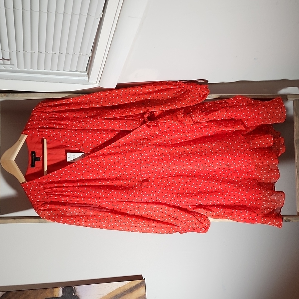 Banana Republic red heart patterned wrap dress size 10